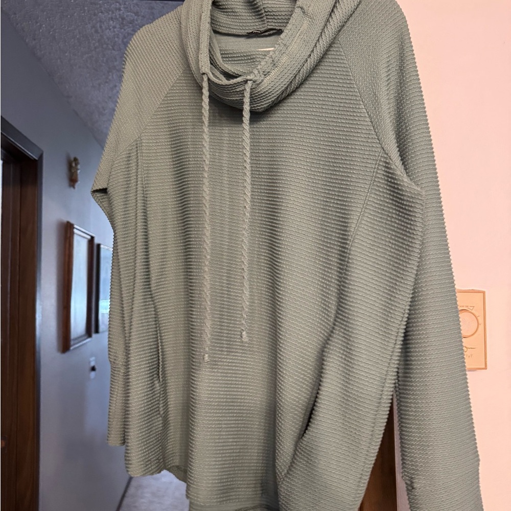 Pink Clover Green Cowl Neck Sweater Ribbed Knit